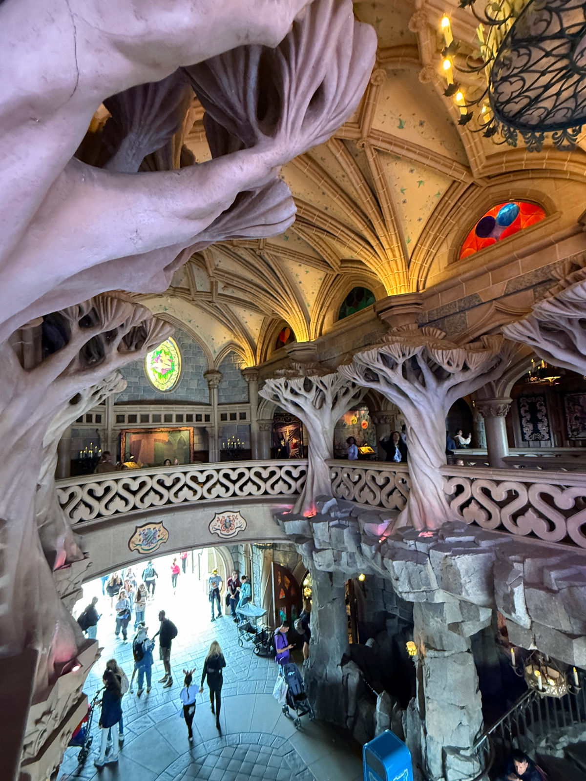 View from inside the second floor of Sleeping Beauty's castle in Disneyland Paris.