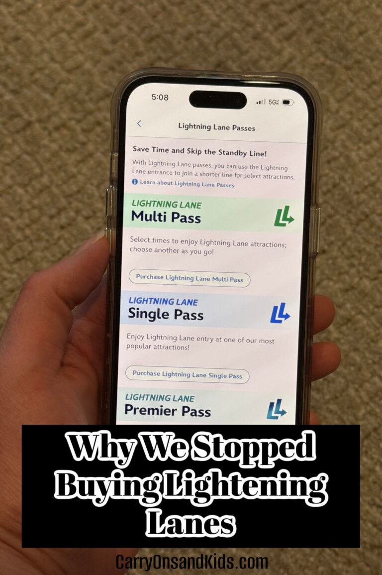 A hand holding a phone with lightening lane screen pulled up with the article text overlay on it.